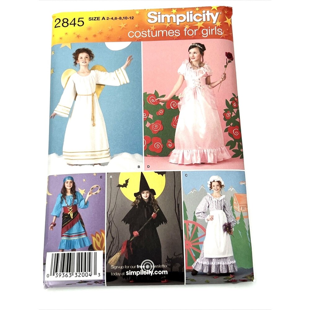 New Uncut Simplicity 2845 Halloween Costume Sewing Pattern Girls Size 2-12